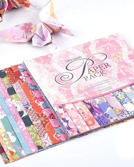 Origami Paper Kit 50 Sheets 70GSM 6 Inch Square Double Sided Color 50 Vivid Japanese Washi Chiyo Colors for Hand Crafts Origami Paper Arts Creativity.Japanese Sakuras