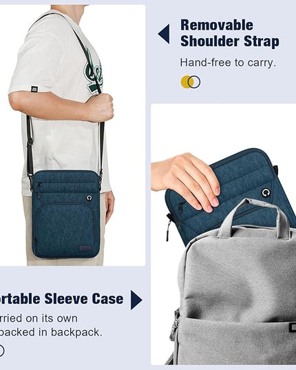 MoKo 9-11 Inch 360° Protective Tablet Sleeve Bag, Fits 11 inch iPad Air M3, iPad A16 2025, Pro 11 M5, iPad 10/9/8/7th, Tab S8/S9 11, Multifunctional Bag with Shoulder and Headphone Port, Indigo