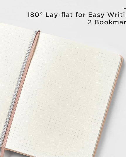 &And Per Se Dotted Journal Notebook, A5 Hardcover Leather Bullet Dotted Journal, 160 Pages 100 gsm Thick Paper，3 Sheets of Stickers Included - 5.7'' x 8''（Apricot）
