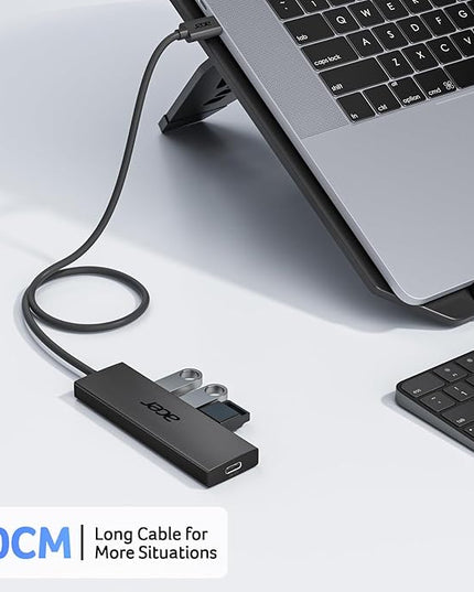Acer USB C Hub 4 Ports, Multiple USB 3.0 Hub, USBC Splitter for Laptop with TypeC Power Port, Extender for Type C Port Laptop, PC, Desktop and More (USB-C, 2ft)