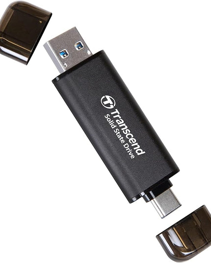 Transcend ESD310 1TB External SSD, Up to 1,050MB/s, Dual USB Drive for iPhone17,16,15, iPad&Mac/Pixel10/Tesla/Steam Deck/ROG Ally/MSI Claw/Android/PS5, 2-in-1 Type C &A, USB 3.2 Gen2 Portable SSD