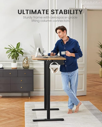 ErGear Electric Standing Desk with Keyboard Tray, 44x24 Inches Adjustable Height Sit Stand Up Desk, Home Office Desk Computer Workstation, Vintage Brown
