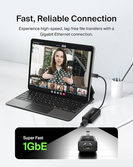 Belkin USB-C to Ethernet Adapter, Gigabit Ethernet Port Compatible w/ USB-C Devices, USB-C to Ethernet Cable for MacBook Pro & Dell XPS 13” Laptops, Ethernet USB-C Hub, Ethernet USB-C Adapter - Black
