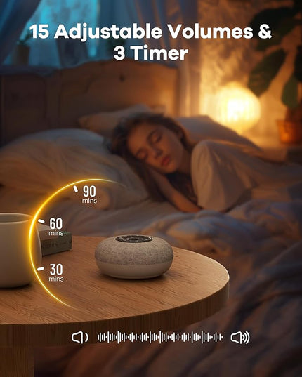 Portable Sound Machine, Long Battery with Loud Bluetooth Speaker, 39 Special Soothing Sounds, White Noise Sound Machine for Sleeping