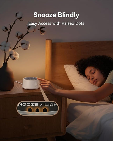 Dreamegg Sound Machine with Nursery Lamp - Sound Machine Baby, Soothing Sounds, Timer, Memory Function, 10 Colour Night Light, White Noise Machine Alarm Clock for Newborn Baby Registry Gift, White