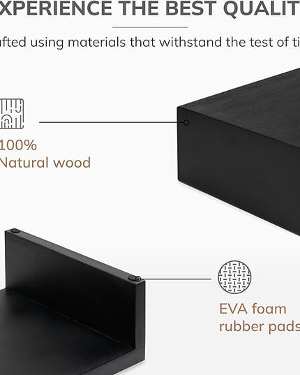 Anji Mountain Wooden Monitor Stand - Elegant Monitor Riser, Perfect Monitor Stand for Desk Organization, Durable Wood Construction monitor stands, Enhances Ergonomics and Workspace Efficiency,Black