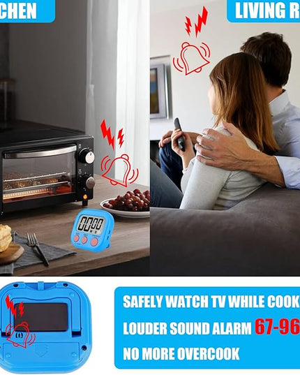 6 Pack Multi-Function Electronic Timer - Magnetic Digital Timers Big LCD Display The Loud/Silent Switch Countdown Timer Extensively Use in Break Time, Cooking,Gym, Meeting, Classroom
