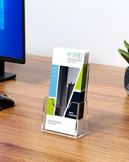 HIIMIEI 2 Pack 4 inch Wide Acrylic Brochure Holders for Pamphlets, Cards, Brochures, Magazines, Literature, Pamphlets Display Stand for Countertop