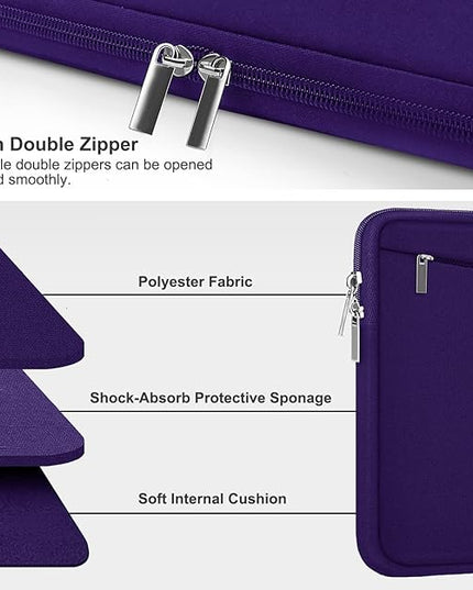 15.6 inch Laptop Sleeve, Durable Carrying Bag Protective Case Briefcase Handbag with Front Pocket, Slim Computer Cover for 15-16 Inch HP, Dell, Lenovo, Asus, Notebook, Purple