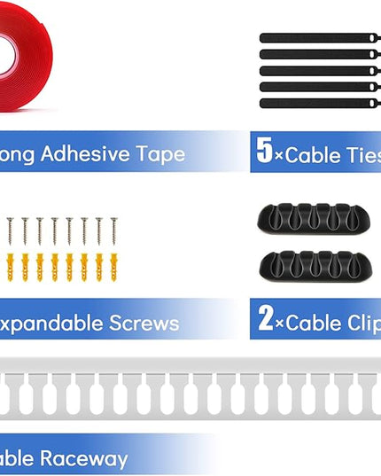 Cable Duct Management Raceway Kit, 62.8" (4 x 15.7) Server Rack Cable Management, Cable Management for Hide Network HDMI VGA Cable, Open Slot Cable Track Desk Wire Channel, Cable Raceway White 4 Pack
