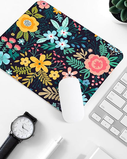 Flower Square Mouse Pad,Non-Slip Rubber Base Mouse Pad,Home Office Decoration Desktop Accessory,Laptop Mouse Pad for Office Laptops,9.4x7.8x0.12inch 5