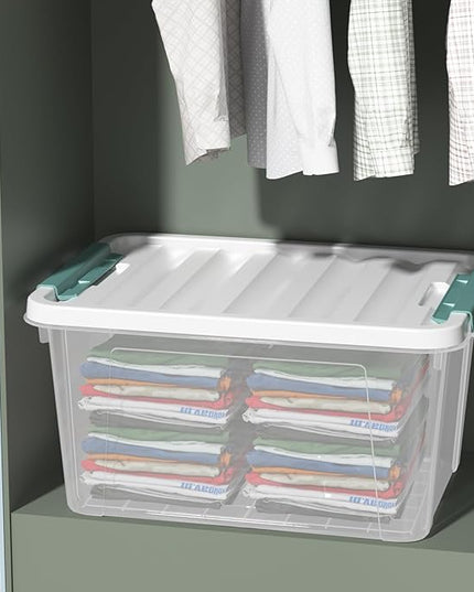 4-pack 20 Quart Latching Boxes with lids, Clear Plastic Storage Container Tote Bins