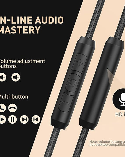 AILIHEN C90 Wired Headphones with Microphone Volume Control, Noise Reduction Over Ear Headphones Wired 3.5mm, Super Soft Corded Headphone for Cellphones, Tablet and Chromebook (Black, Classic, L)