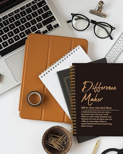OXW Difference Maker Appreciation Gift, Meeting Notebook for Work, Thank You Gifts for Leader Mentor Manager Boss, Office Supplies Social Worker Notebook, Orange Hardcover Spiral Notebook 5.5 x 8.3