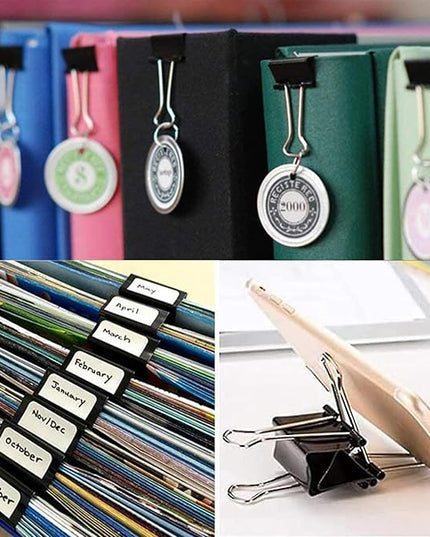 Binder and Paper Clips Set, 340 pcs Assorted Sizes in Container With Compartments - Silver Paper and Black Binder Clips for Home, School, Office Supplies