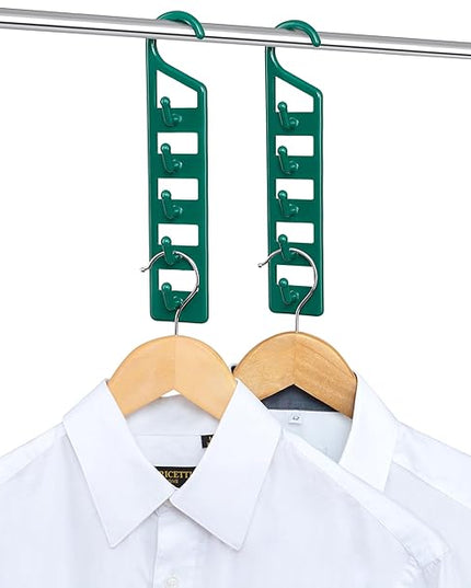 CraftyCrocodile Space Saving Hangers for Clothes - 2 in Pack, Heavy Duty Plastic, Multi Closet Space Savers for Shirts, Pants, Jeans, Sweaters - Hanger Organizer Space Saver