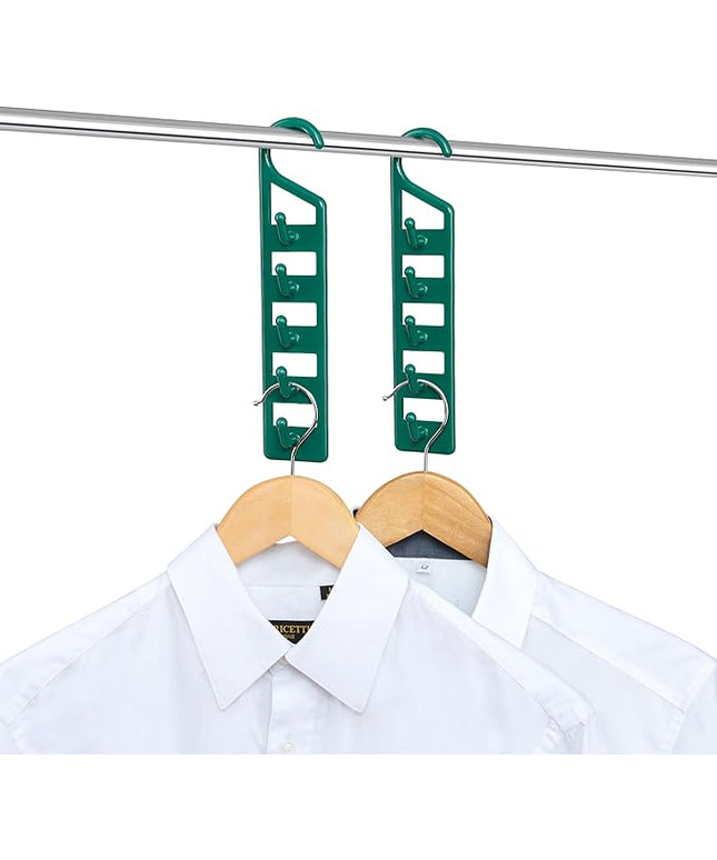 CraftyCrocodile Space Saving Hangers for Clothes - 2 in Pack, Heavy Duty Plastic, Multi Closet Space Savers for Shirts, Pants, Jeans, Sweaters - Hanger Organizer Space Saver