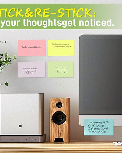 480 Sheets 3x5 Inches Large Sticky Notes,Self-Stick Post Stickies Colorful Super Sticking Power Memo Pads for Teacher Supply,School and Office