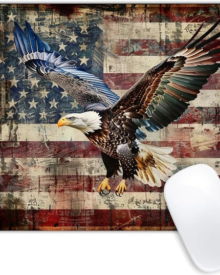 Square Mouse Pad Eagle and National Flag-9,Gaming Mouse Pads for Desk,Soft Computer Waterproof Non-Slip Mouse Mat
