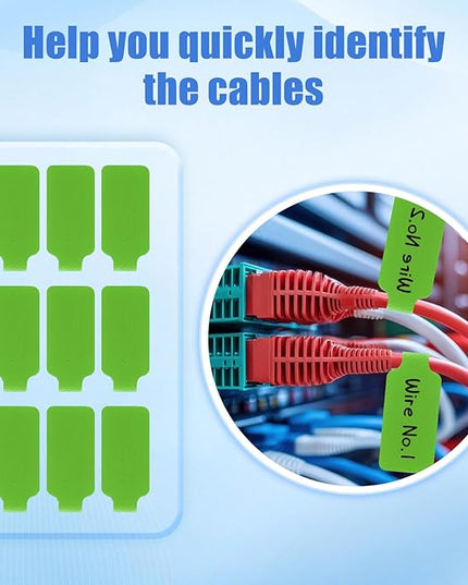 50 Pieces Cord Labels Self-Adhesive Nylon Cable Labels Tags Waterproof Wire Cable Tags or Electronics Office Computers Management and Identification (Green)