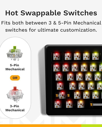 Glorious Gaming - GMMK 3 PRO Barebones Custom Keyboard Kit w/Knob, Custom Modular Aluminum Body & Gasket System, Hotswappable 75% Keyboard, Sound Dampening Foam, Aluminum Switch Plate ANSI (Black)