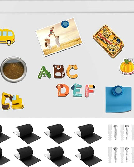 2Pack Magnetic Board,17.1" x 11.8" Magnet Display,for Magnets and Bulletin Board,Suitable for Wall, Refrigerator, Compartment, Cabinet etc,Comes with Dual Lock Tape for Easy Hanging (White