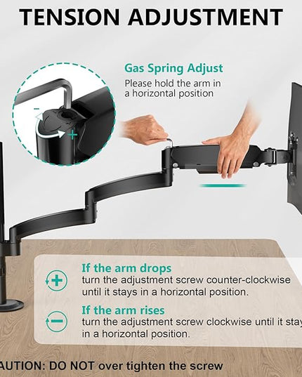 WALI Single Long Monitor Arm - 13 to 32 inch Computer Monitor Arm Desk Mount, Hold up to 19.8lbs, Extra Long Adjustable Stand, Full Motion Tall Arm, VESA 75/100mm, (GSDM001L)