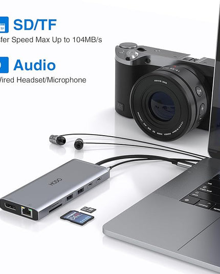 USB C Docking Station Dual Monitor HDMI for Dell HP, Laptop Docking Station 3 Monitors Triple Display USB C Hub Dock to 2 HDMI 4K,DP,Ethernet,6 USB,PD,SD/TF, Audio, USB C Adapter 14 in 1 for Lenovo