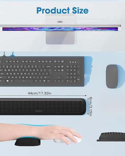 MEKASS Keyboard Wrist Rest, Soft Memory Foam Wrist Support for Keyboard, Keyboard Hand Rest Pad for Wrist Pain Relief, Keyboard Wrist Guard for Long Hours of Work, Gaming, Studying（Classic Black）