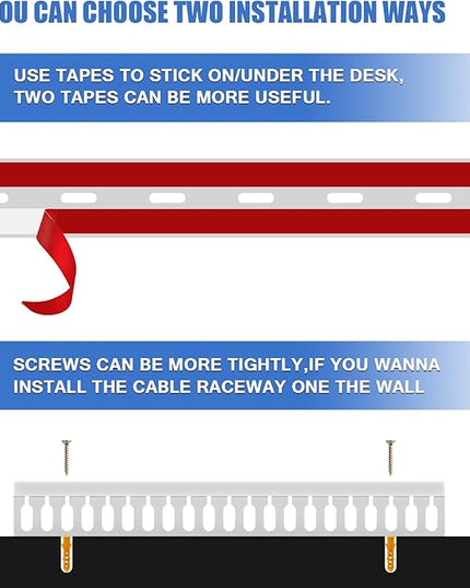 Cable Duct Management Raceway Kit, 62.8" (4 x 15.7) Server Rack Cable Management, Cable Management for Hide Network HDMI VGA Cable, Open Slot Cable Track Desk Wire Channel, Cable Raceway White 4 Pack