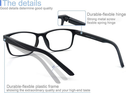 MODFANS Progressive Multifocus 2.0 Reading Glasses,Blue Light Blocking Glasses,Anti-Glare,Anti-Eye Fatigue,UV Protection for Computer/TV/Tablet/Phone,Readers with Comfort Sping Hinge