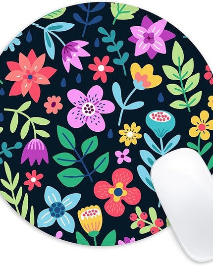Red Flowers Round Mouse Pad,Funny Small Mouse Pad with Non-Slip Rubber Base,Mouse Mat,Home Office Decor Desk Accessories,8.7inch Round Mouse Pad 2