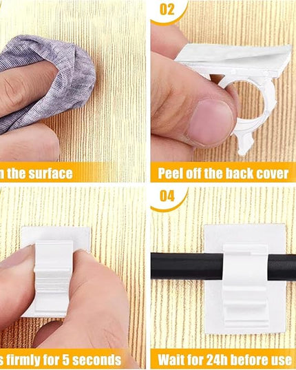 Viaky 30pcs Self-Adhesive Cable Clips-Reusable Adjustable Nylon Bracket Automobile, Indoor and Outdoor Desk Wall Wiring Wire Fixing Management Suitable for Cable Width 0.3''(White)
