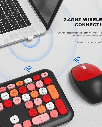 MOFII Wireless Keyboard and Mouse Combo Silent, Slim Compact 2.4G USB Full Size, Cute Keyboard 110 Keys for PC, Notebook, MacBook, Tablet, Laptop, Windows System