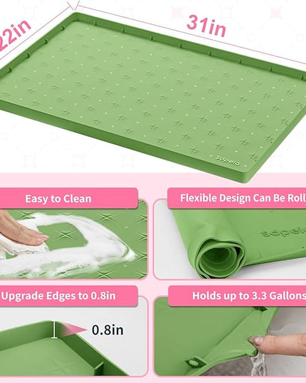 Sdpeia Under Sink Mat 31"×22" Waterproof Silicone Cabinet Liner & Sink Protector for Kitchen & Bathroom, Multi-Purpose Organizers Tray for Pets, Laundry, Cat Litter Mat