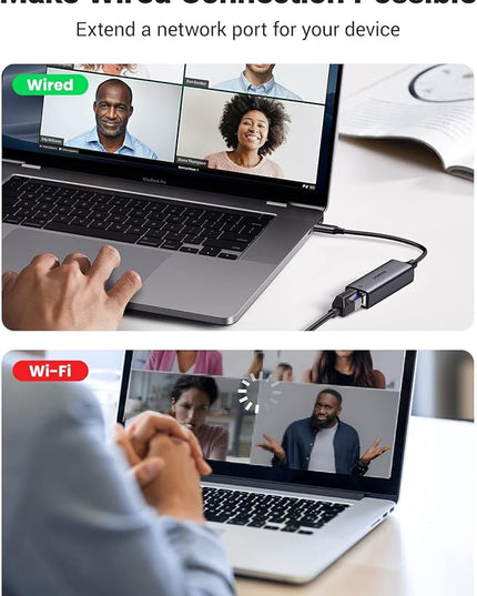 UGREEN USB C to Ethernet Adapter, 1000Mbps, RJ45, Driver-Free, Compatible with Windows, MacOS, iPadOS, ChromeOS, Android, Laptop, Tablet, Smartphone