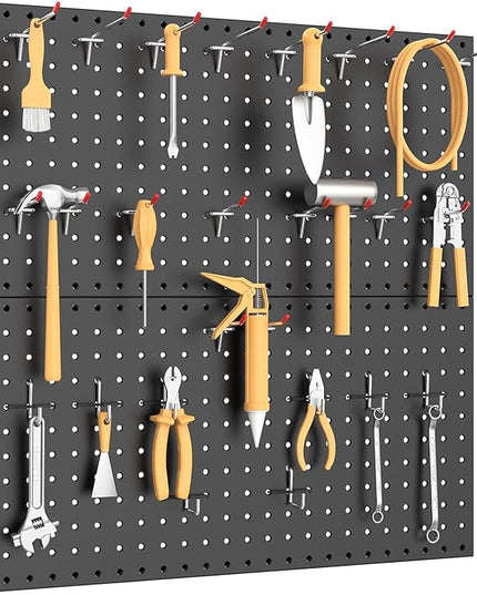 WALMANN Metal Pegboard Panels for Wall Garage Tools Storage Pegboard for Garage, Workbench, Modular Peg Board Tool Organizer Board(Pack of 2, Black)