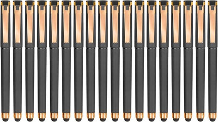 Linbsunne Black Gel Pens 0.7mm Medium Point Pen Office Pens 2-in-1 Stylus Pens for Touch Screens Gel Ink Rollerball Pens for Writing (18 Pack-grey)