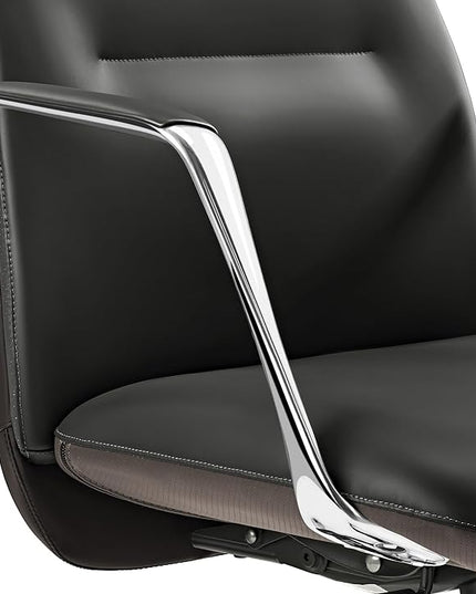 EUREKA ERGONOMIC Royal Slim Executive High Back Black Leather Office Chair, Home Desk Chair for Adults, Big and Tall with Wheels, Swivel Rolling