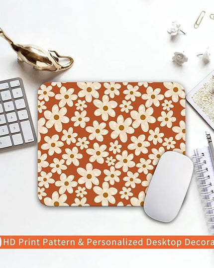 Square Mouse Pad Cute Flowers, Personalized Premium-Textured Custom Mouse Mat Design, Washable Mousepad Cloth, Non-Slip Rubber Base Computer Mouse Pads for Wireless Mouse