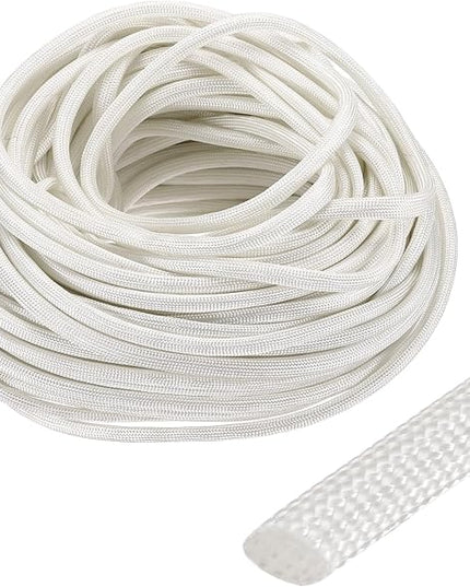 uxcell Insulation Cable Protector,4mm/0.16 Inch-30m/98 Feet High Temp Fiberglass Sleeve White