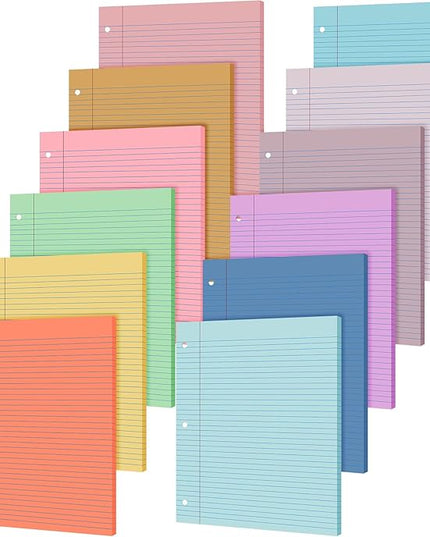 PerKoop 600 Sheets Colored Loose Leaf Paper 8.5" x 11" college ruled Lined 3 Hole Punched notebook Filler Paper for 3 Ring Binders Office School Supplies (Many Color)