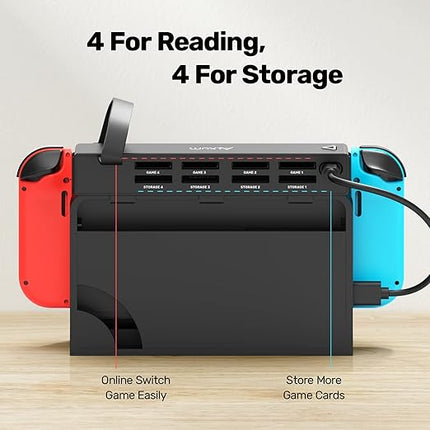 Switch Game Card Reader - 8 In 1 Switch Game Card Holder for Nintendo Switch/Switch OLED Console, Switch Multi Game Reader Switcher Quick Identification(4 For Game+4 For Storage)