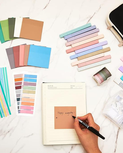 Sinload 60 Pcs Aesthetic Book Annotation Kit School Supplies Cute Pencil Case 12 Highlighter 5 Gel Pen 6 Mechanical Pencil 5 Magnetic Bookmark 1220 Pcs Sticky Note Tab Student Stationary(Black)
