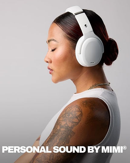Skullcandy Crusher ANC 2 Wireless Over-Ear Bluetooth Headphones with Multi-Sensory Bass, Active Noise Cancelling, Up to 60 Hours Battery, Microphone for iPhone Android - Bone