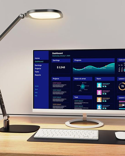 LED Desk Lamp for Home Office, Eye-Caring Modern Desk Light, 3 Color Temperature 10 Brightness Computer Light, Dimmable Desk Light with Memory & Timer Func, Metal Swing Arm Table Lamp