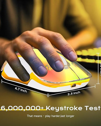 memzuoix 2.4G LED Wireless Mouse, Rechargeable Ergonomic Mouse with Detachable Cover, 1400 DPI Portable Optical Computer Mouse with USB Receiver for Laptop, PC, Desktop and MacBook, 5 Buttons-Yellow