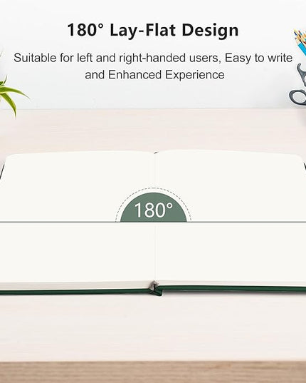 RETTACY Blank Journal Notebook, 192 Pages, A5 Medium Size (5.7'' x 8.3''), Leather Hardcover, 100 GSM Thick Paper, for Sketching, Drawing, Painting (Dark Green)