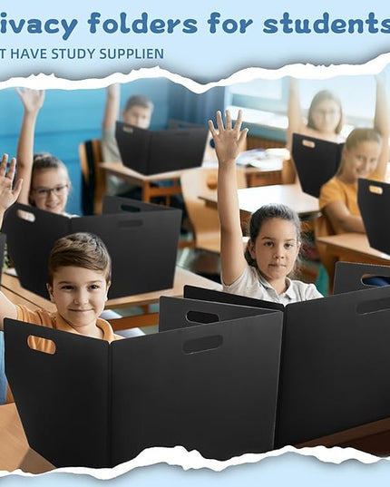 24-Pack Plastic Desk Dividers for Students, Privacy Folders for Students - Durable & Easy-to-Clean Privacy Panels with 40 Labels & Light Holes, Testing Dividers for Classroom - Classroom Must-Haves