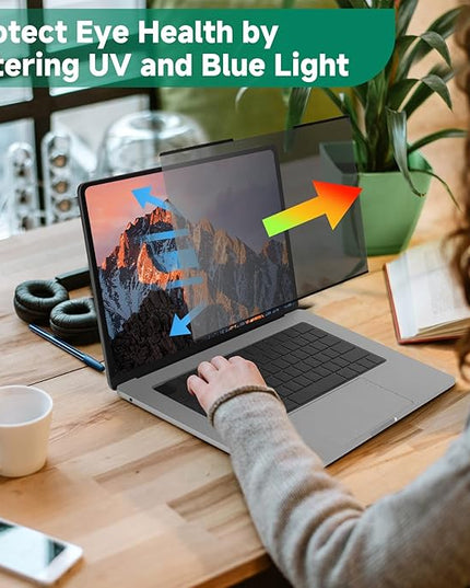 IRUYO FL Nano-Suction Laptop Privacy Screen 16 Inch 16:10, Removable Screen Privacy Shield for Laptop, Anti Glare, Anti Bule Light, Screen Protector for Lenovo HP Dell Acer Asus Thinkpad